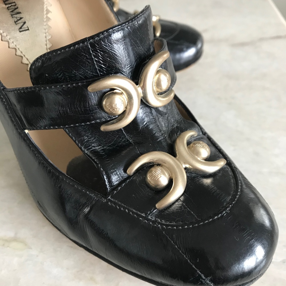 Emporio Armani  High-heeled Loafer, Eel skin